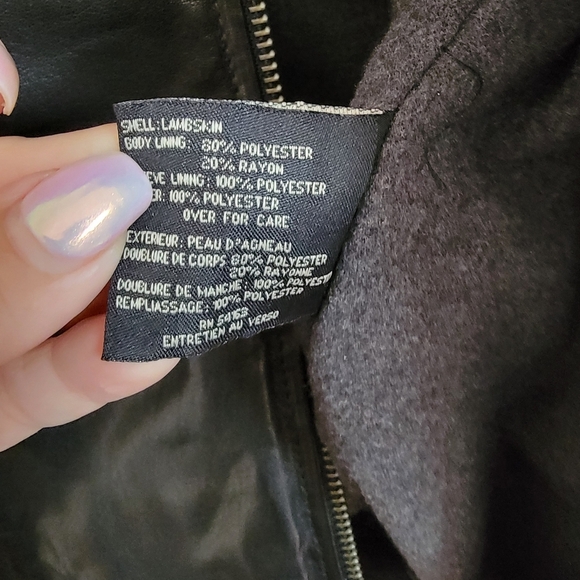 Cole Haan Men's Collared Lambskin Leather Jacket - Picture 4 of 5